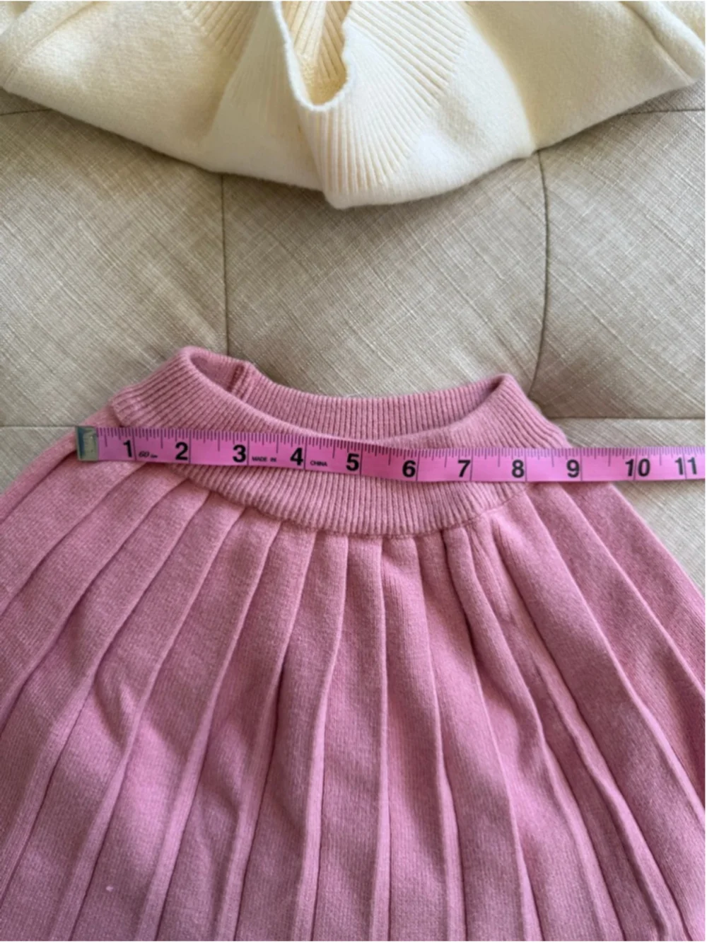 Girls Matching Set Size 6 Pink & Cream Sweater Skirt Outfit